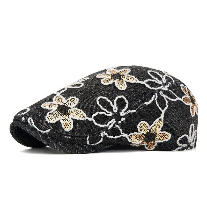 

Spring and Summer Cotton Print Newsboy Caps Flat Cap Girl and Women Painter Beret Hats 188 55-60cm adjustable