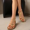 Solid Color Casual Slippers Summer Comfortable Gold Women's Shoes Beach Home Flat Simple Women's Sandal Two Ways To Wear
