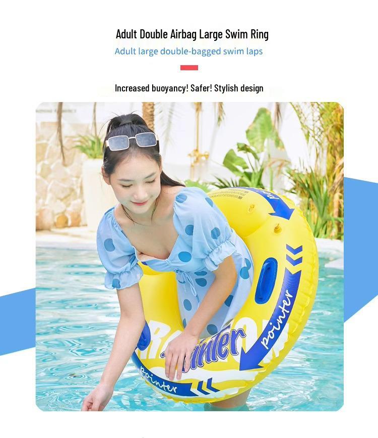 Adult Large Thickened Handle Lifebuoy Inflatable Double Airbag Swimming Ring - New Style