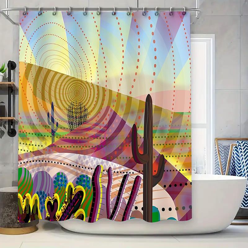 

Desert Cactus Shower Curtain Southwestern Boho Nature Scenic Backdrop Bathroom Decor Farmhouse Western Rustic Wall Art Home Deco W60H190(CM)-1 Pcs