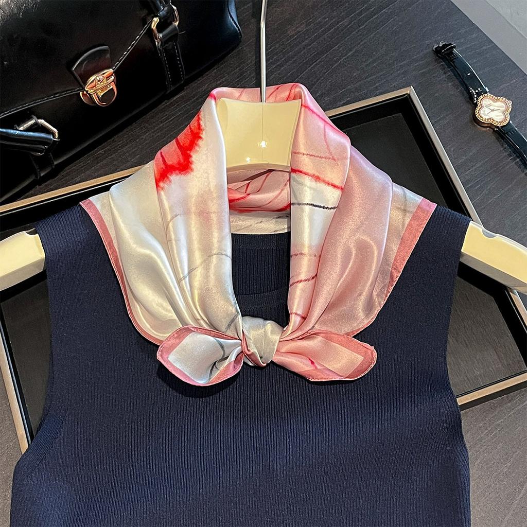 Thin Breathable 11cm Small Square Scarf Classic Temperament Small Square Scarf Women's Silk Professional Wear Decorative Silk Scarf