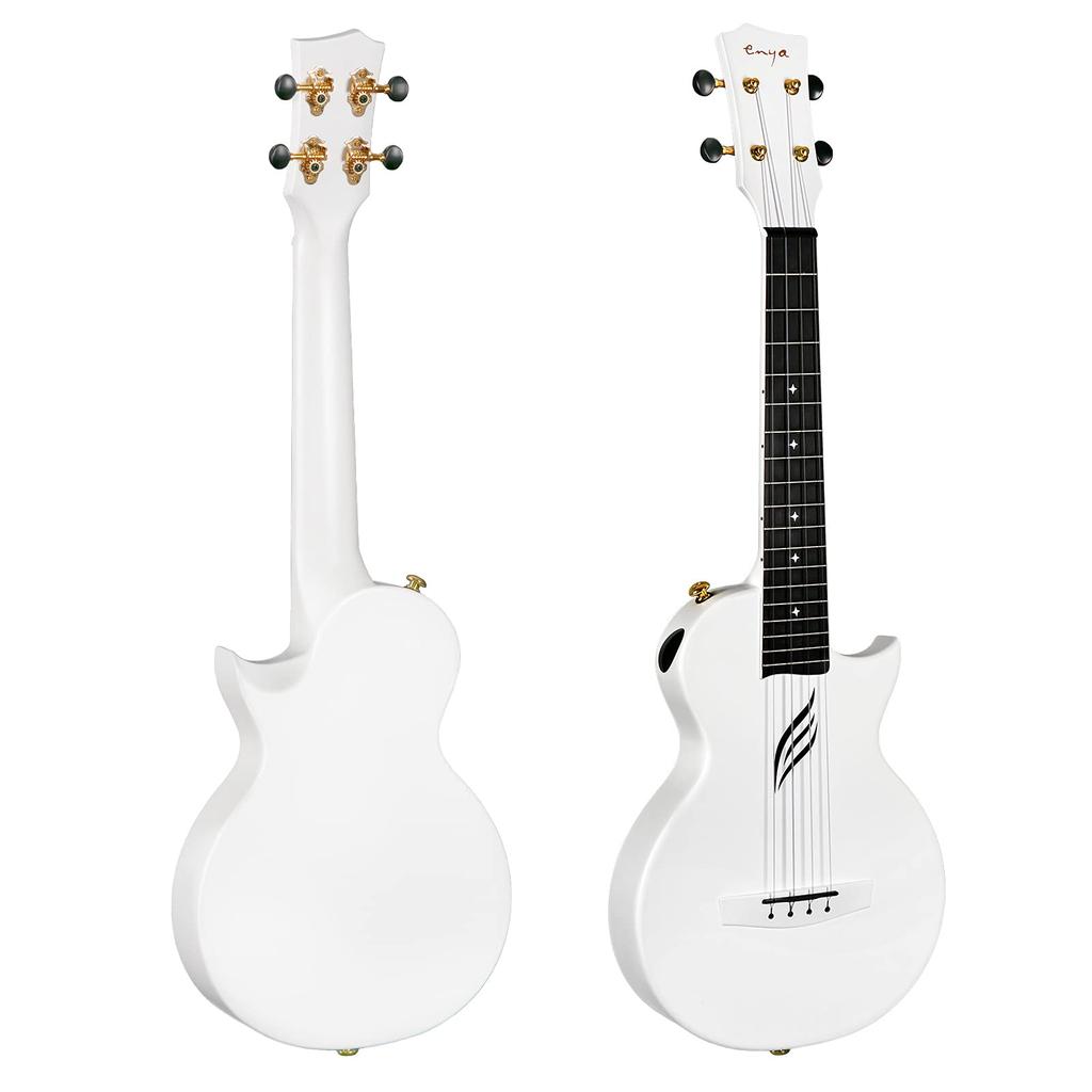Enya Nova U Pro Carbon Fiber Ukulele Kit with Ukulele and White Fluorocarbon Replacement Strings Tenor-Size Accessories Case, Strap, Capo,