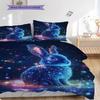 Rabbit Pattern Bedding Quilt Set Quilt Cover Pillowcase Home Decoration Birthday Gift (1 * duvet cover + 2 * pillowcase, without core)