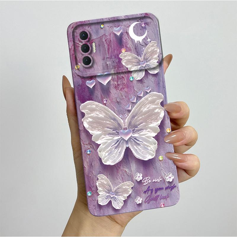 Für Tecno Spark 8P Hülle Mode Ästhetik Schmetterling Blumen Stoßfest Silikon Weiches TPU Handyhülle Spark8P KG7 KG7H KG7n Abdeckung