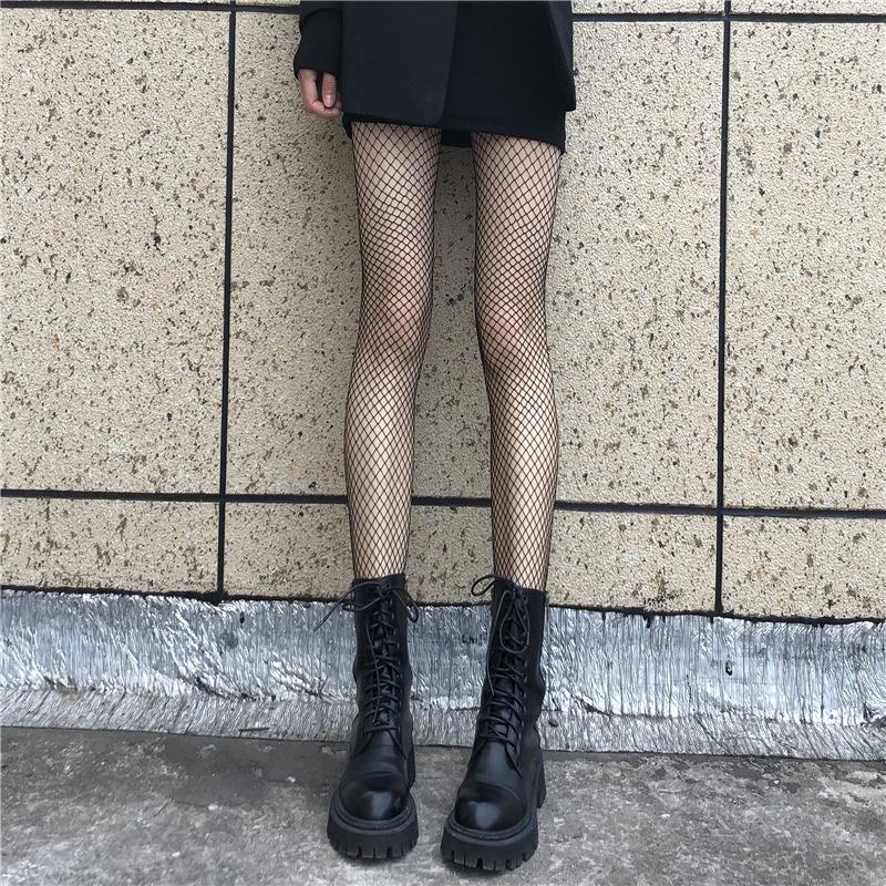 

Fashion Hollow Out Fishnet Stockings Street Casual Solid Breathable Mesh Hosiery Lolita Over Knee Stockings for Women Girls One Size