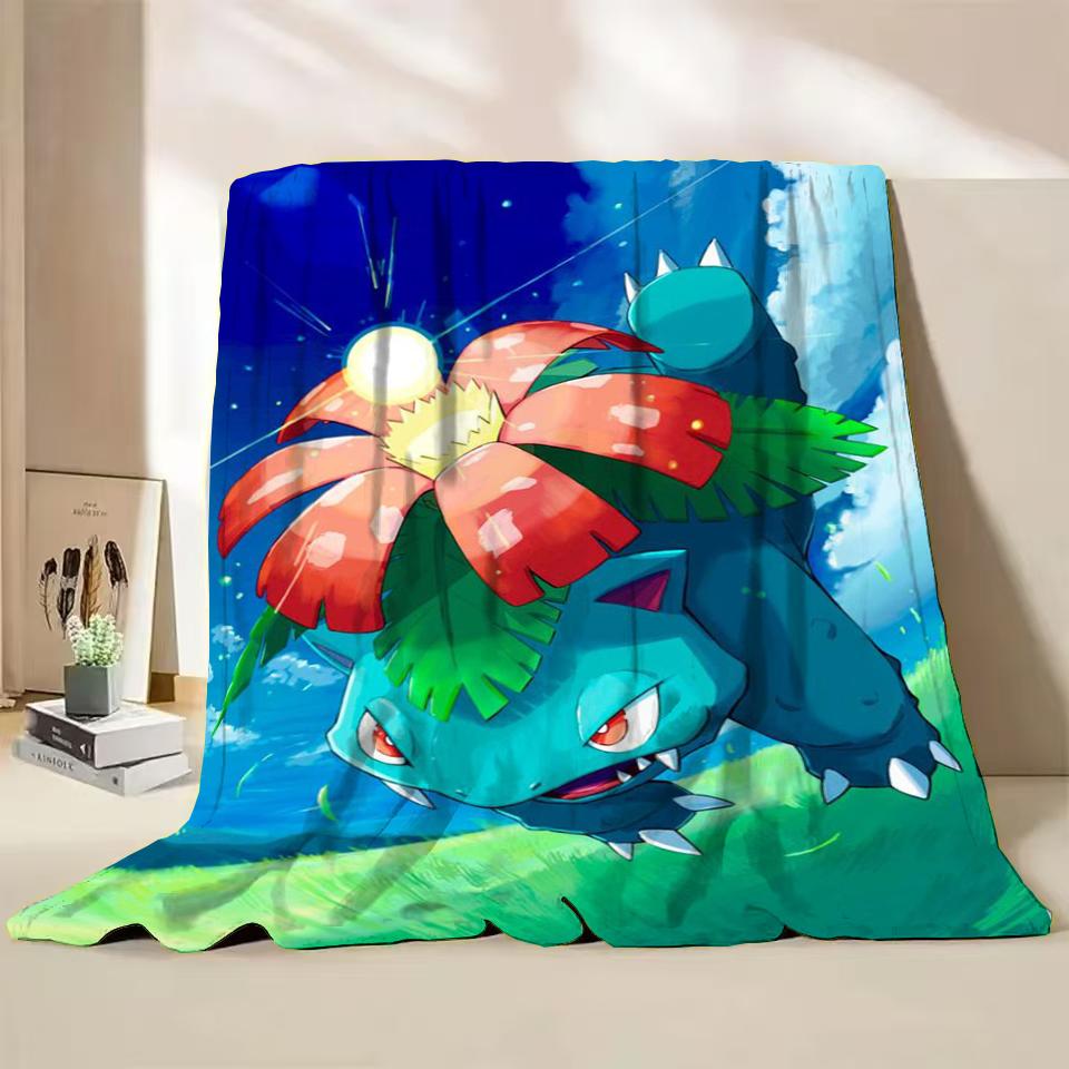 Pokemon Bulbasaur Flannel Throw Blanket for Bed Sofa Home Bedroom Office Travel Children's Cover Blankets Kids Winter Warm Gifts