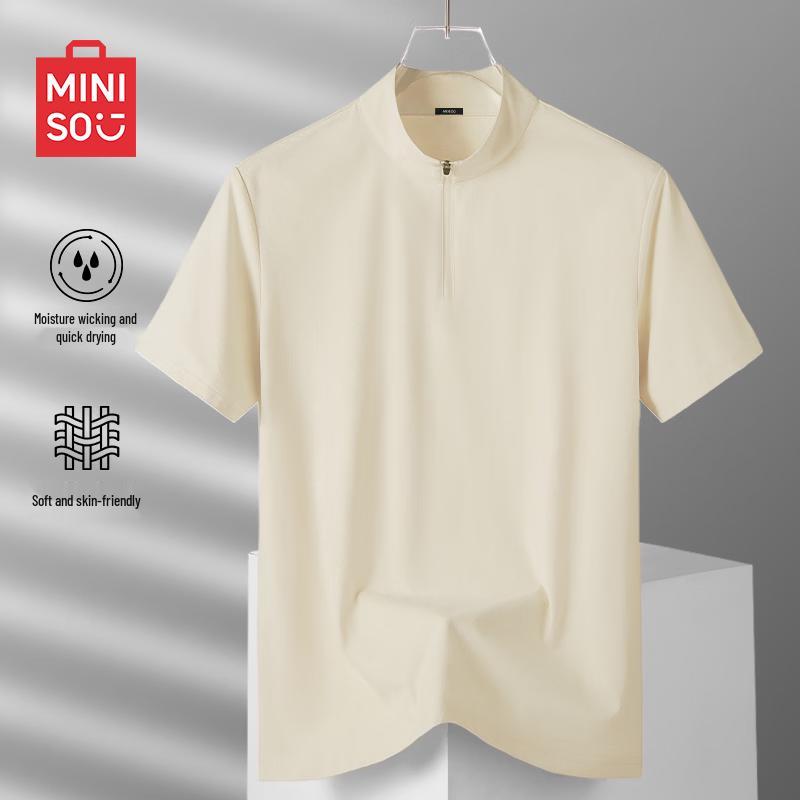 MINISO Men s Quick-Dry Half-Zip Stand Collar T-Shirt 4XL