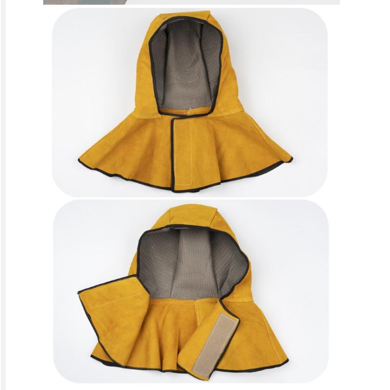 1PC Washable Windproof Welding Hood Retardant Heat Cowhide Breathable Welding Shawl Hat Scald Proof Dustproof