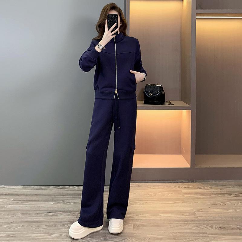Women s 2026 Spring Pink Stylish Zipper Jacket & Cargo Pants Set Medium