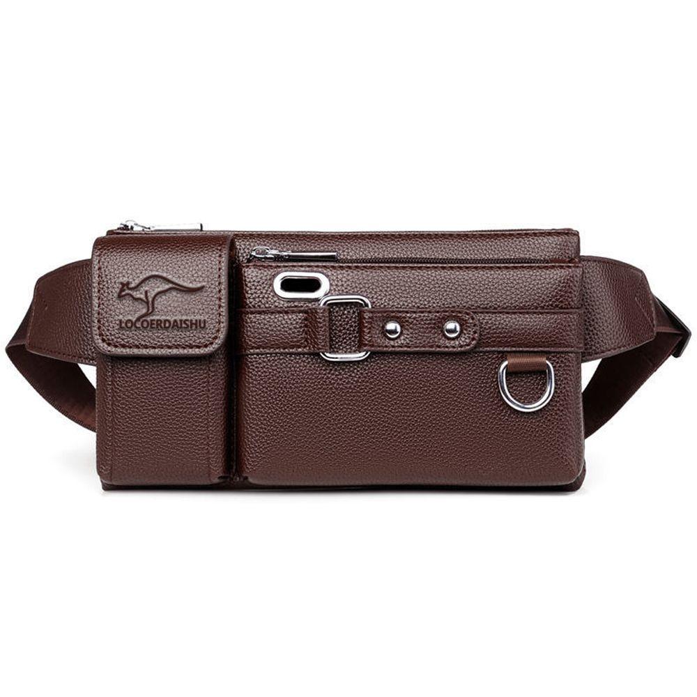 PU Leather Carry Case Purse Chest Bag Crossbody Bag Mens Belt Bag Phone Pouch Waist Packs