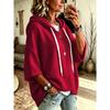 Women's Loose Seven Quarter Sleeves, Hooded Drawstring T-shirt, Batsleeved Top, Outerwear