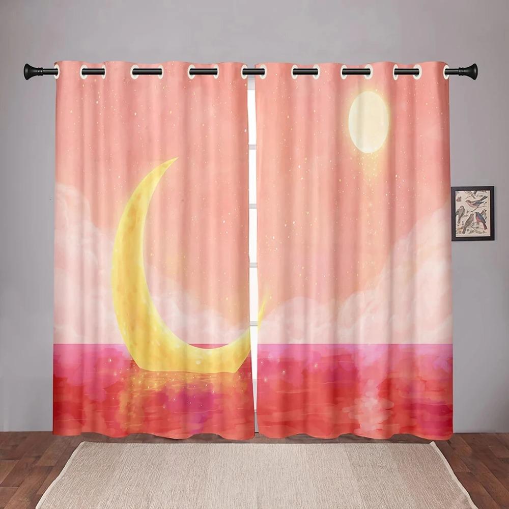 Luxury Moon Sky Cloud Star Blackout Window Curtains for Bedroom Living Room Bathroom Kicthen Door Hall High Shading New Pattern