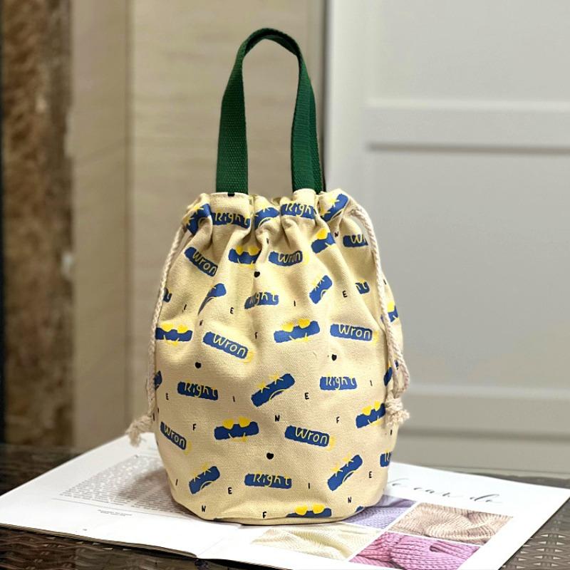New Canvas Bundle Portable Tote Bag Thermos Cup Braised Cup Protective Bag Thermal Insulation Bucket Bag Handheld Mom Bag