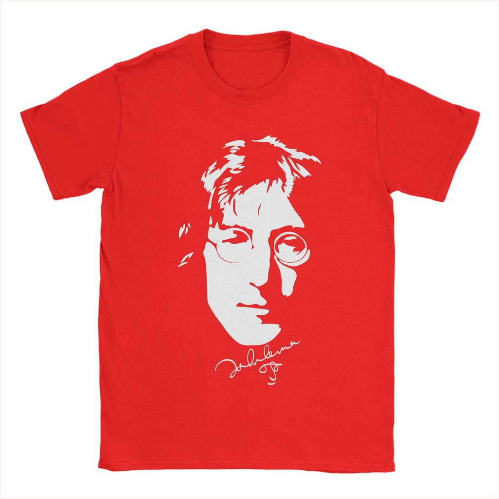 John Lennon TShirt Men  Vintage Pure Cotton Tee Shirt Round Collar Short Sleeve T Shirts Plus Size Clothing