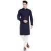 Divisive Men' Sequince Embroidered Cotton Blend Only Slim Fit Kurta (Dkrt1 Navy )
