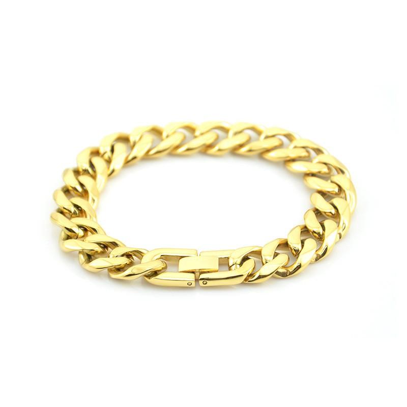Titanium Steel Cuban Link Bracelet Men Geometric Hexagon Design Polished Finish Hypoallergenic Unisex Jewelry