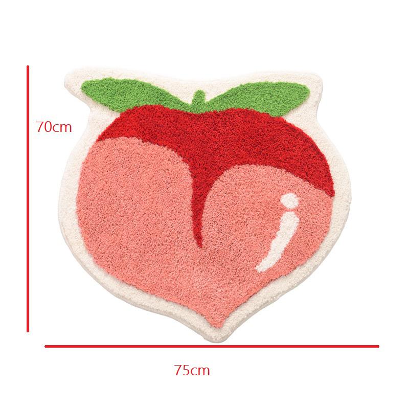 Strawberry Bathroom Rug Absorbent Non-Slip Cherry Peach Fruit Shaped Doormat Bathtub Plush Shower Rug Washable Home Decor Carpet