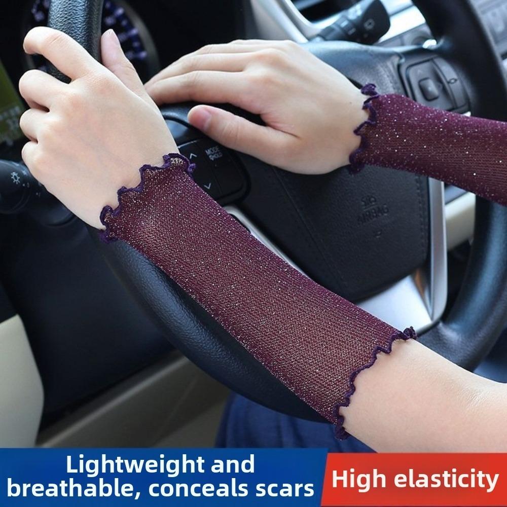 Lace Wrist Cuffs Ruffled Floral Bracelet New Hand Sleeve  Women Single Layer Red