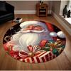 Christmas Themed Carpet Santa Claus and Snowflake Circular Soft Living Room Floor Mat Good Living Rooms Study Game Rooms Rooms