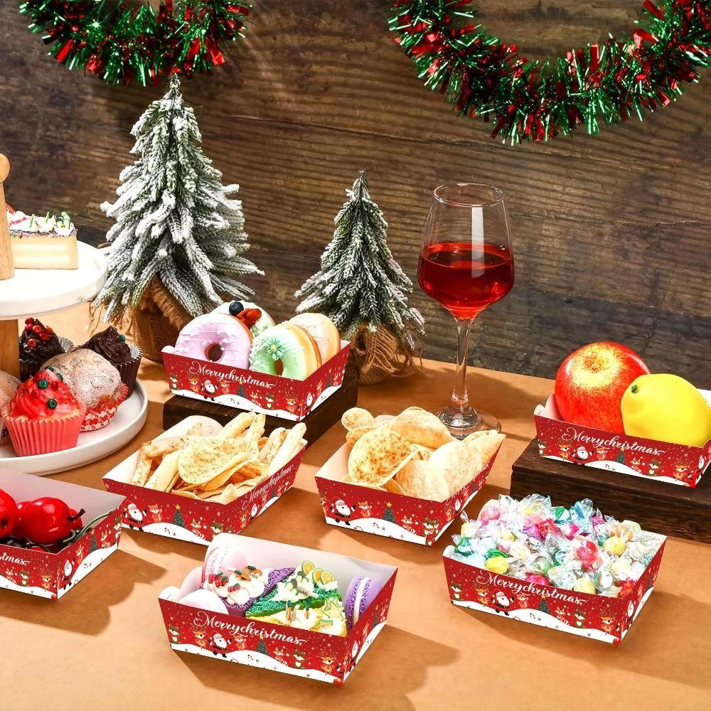 20PCS Disposable Disposable Serving Trays Food Grade Christmas Party Trays Christmas Party