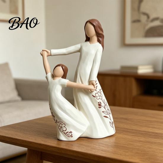 Heartwarming Family Keepsake Gifts for Mom from Daughter, Hand Painted Resin Mother Daughter Statue Figurine, Sentimental Mother's Day Healing