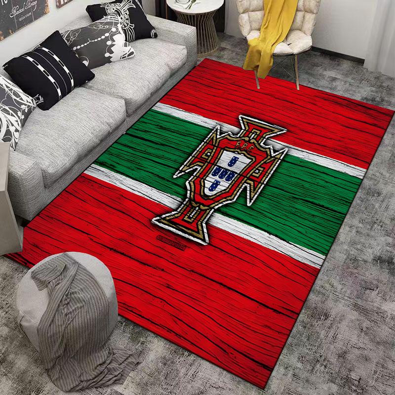 "Portugal Flag Crest Carpet Red Green Wooden Texture Home Decor" Suitable for use as an anti-slip for living room bedroom sofas
