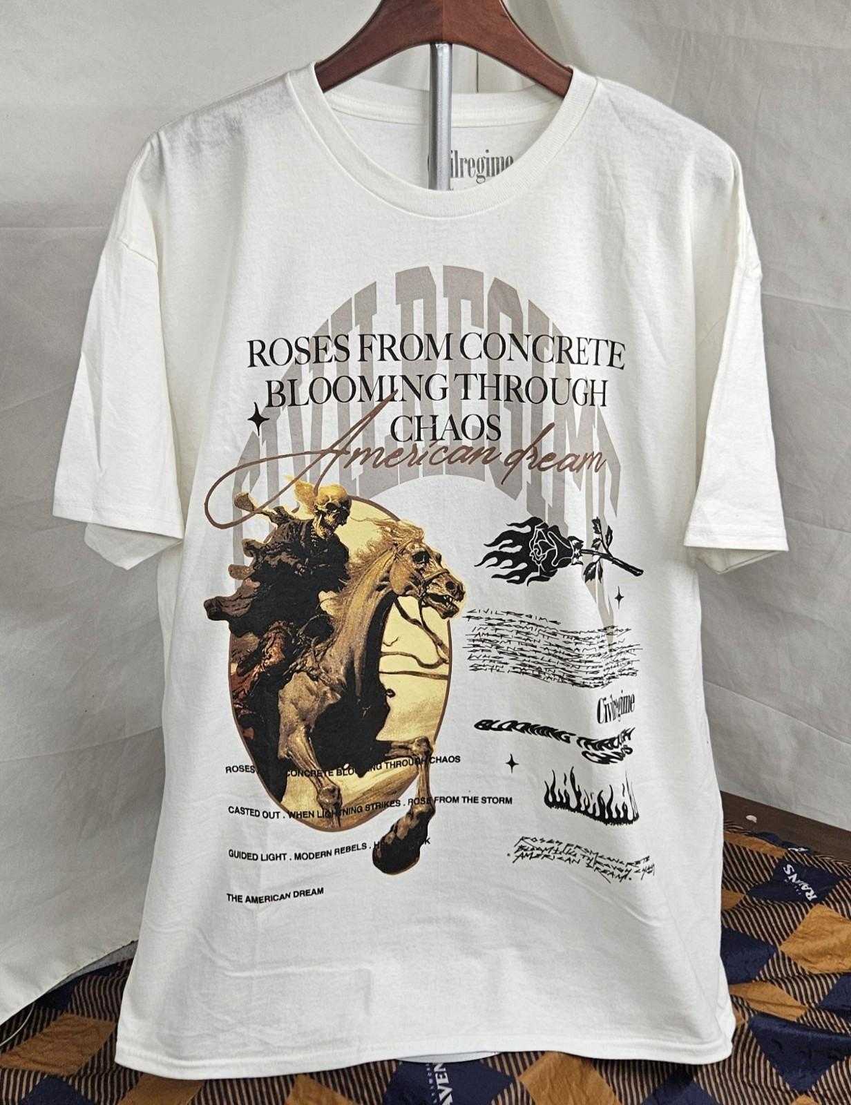 Men s Civilregime An American Story Classic Graphic Size XL White Unisex T-Shirt M