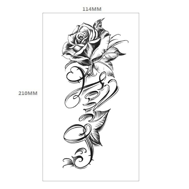 Red Rose Flower Arm Half Arm Tattoo Sticker Owl Hourglass Geometry Water Transfer Set Sticker