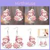 Christmas Theme Cute Cartoon Pink Hat Scarf Snowman Pattern Women Earrings For Festive Occasion And Party Wear