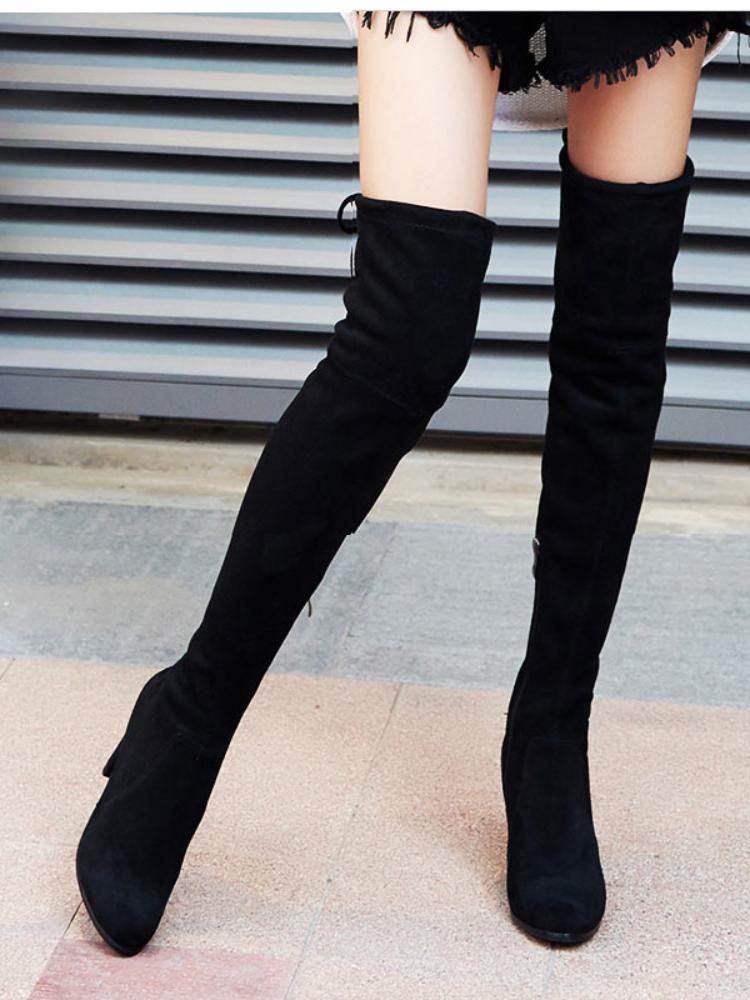 

модні жіночі чоботи модні високі підбори стрейч тонкі вище коліна довгі чоботи зимові жіночі високі чоботи взуття 35 чорний