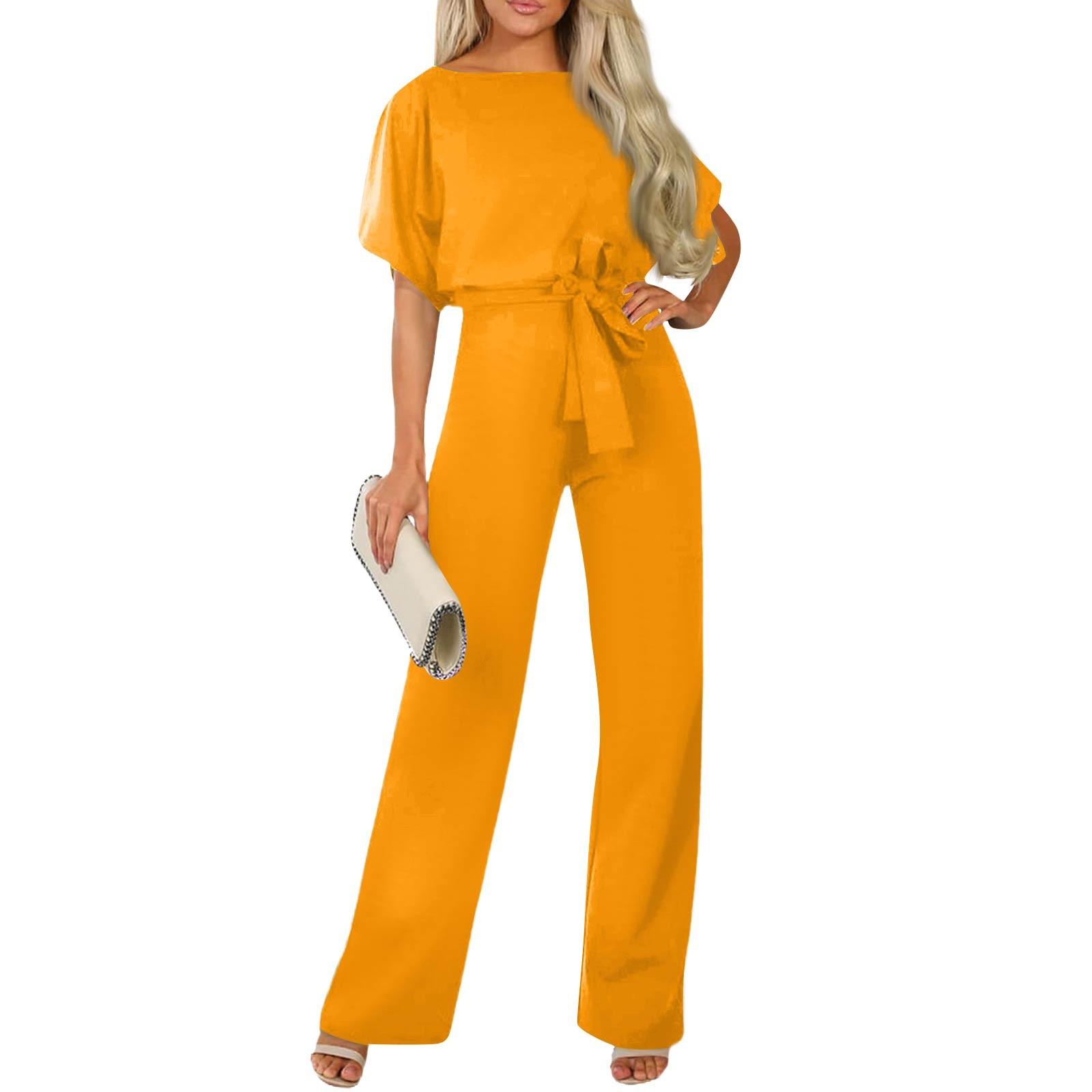 

Женский модный повседневный комбинезон с коротким рукавом, пуловер, комбинезон XL жёлтый