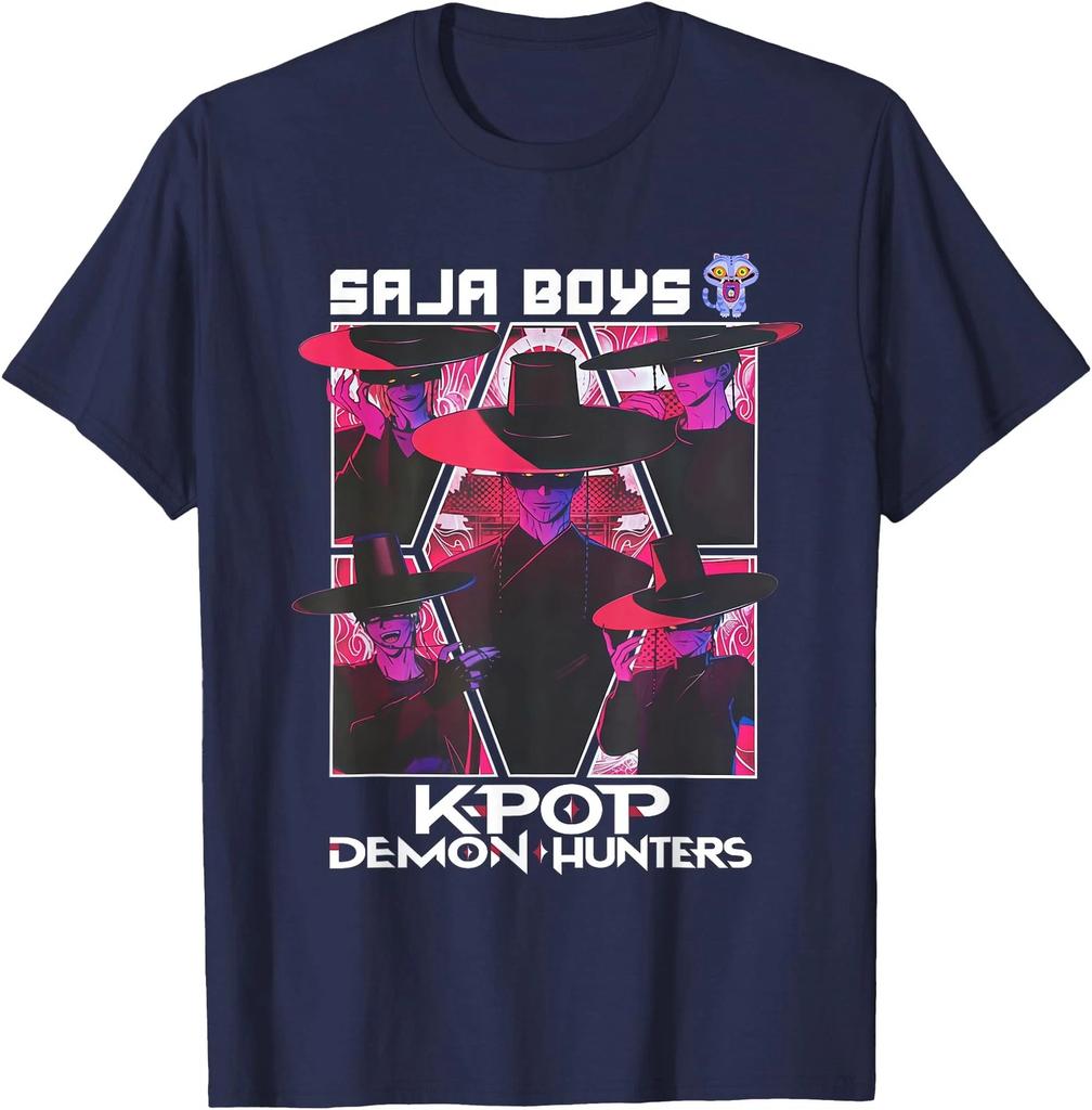 Kpop Demon Hunters T-shirt K-pop Saja Boys Team Licensed T-shirt Clothing Short Sleeve Men Women All-season