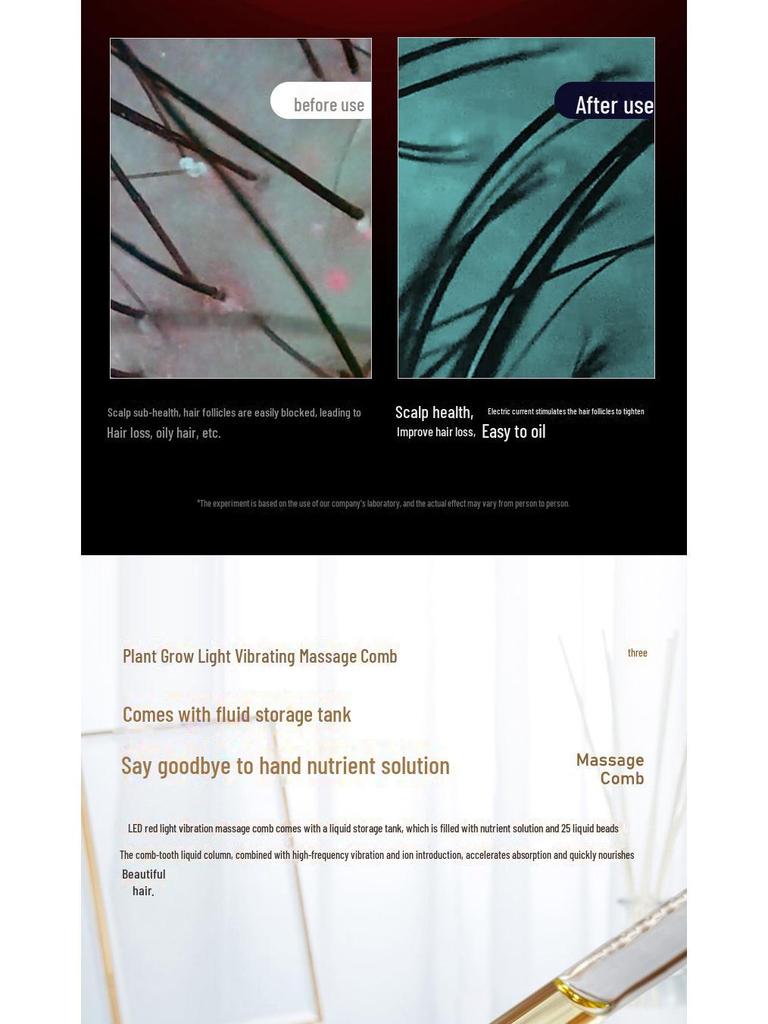 Cross-border EMS Microcurrent Hair Growth Comb & Scalp Massager with Applicator