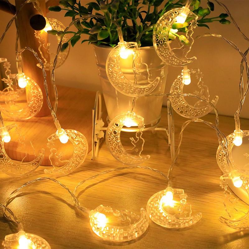 LED String Lights Ramadan Eid Decorations Star Moon Castle Theme Indoor Outdoor Festival Lighting