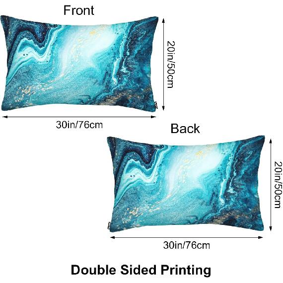 Marble Pillowcases Cushion Cover 20x30 Inches, Decor Throw Pillow Covers for Living Room Blue Marble Abstract Pattern Pillow Covers Queen Size for