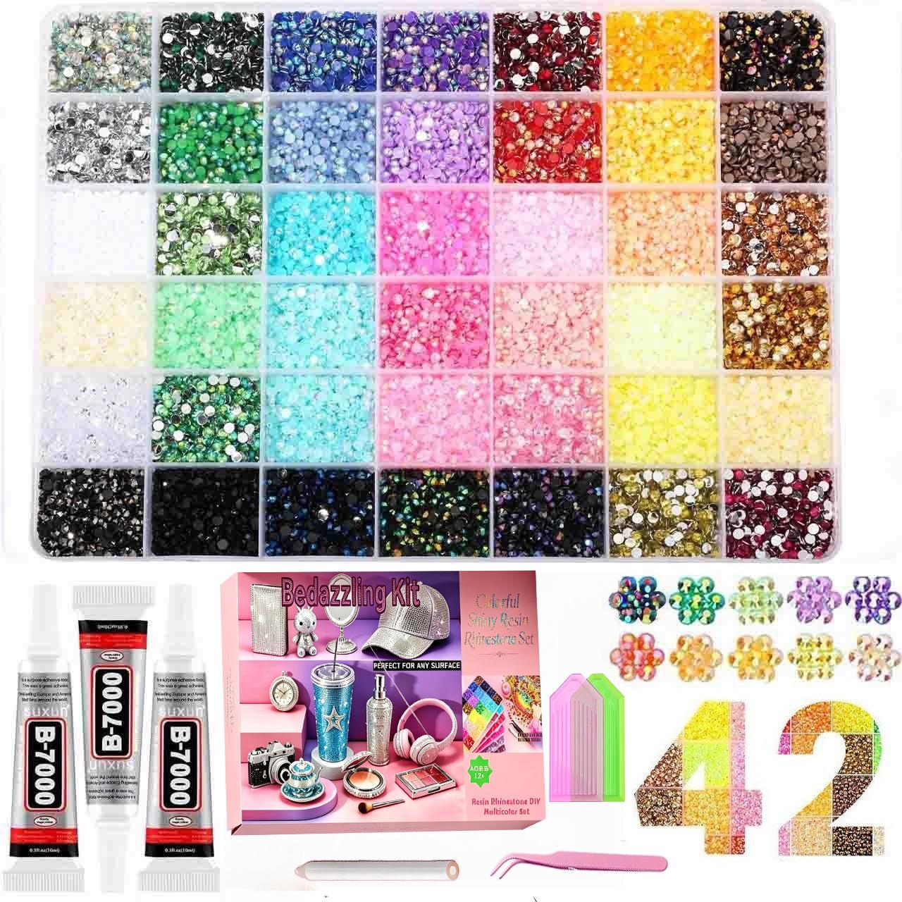 Set strasuri, incluzând strasuri și unelte, potrivit pentru îmbrăcăminte DIY și nail art. R