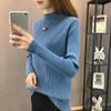 Herbst Winter Schlank Lässig Mode Halber Stehkragen Pullover Damen Einfarbig Allround Basic Stricktops