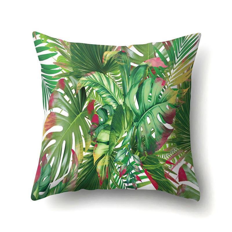 Polyester Pillowcase Ins Style Plant Flowers Nordic Printed Peach Leather Velvet Cushion Cover Sofa Waist Cushion Cover