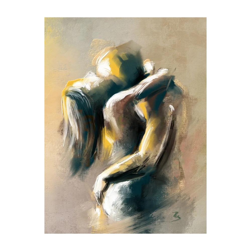 Abstract Couple Kiss Hug Erotic Nude Lovers Embracing Fantasy Sexual Poster Wall Art Pictures Canvas Painting Room Home Decor