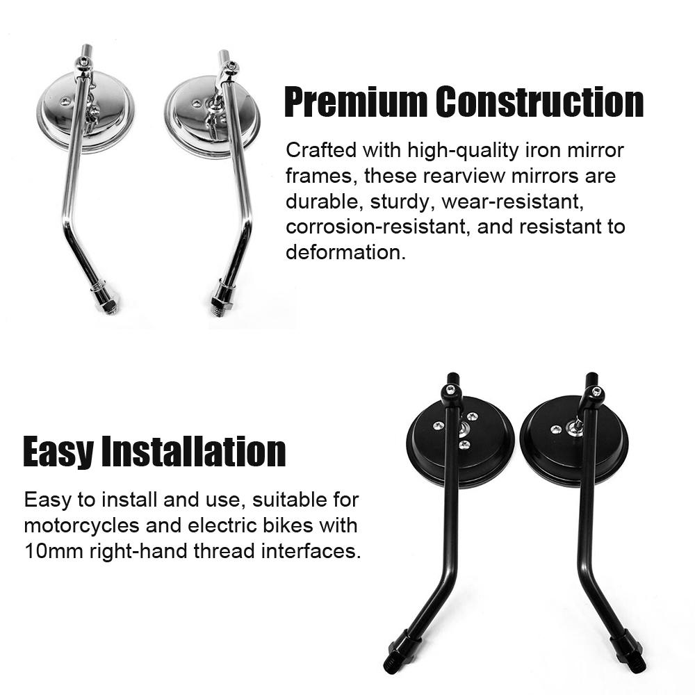 Motorcycle Rearview Mirror Universal Convex Rear View Mirrors Support 360 Degrees  Rotation for M10