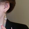 Super Flash Diamond Purple Flower Pearl Stud Earrings French Earrings