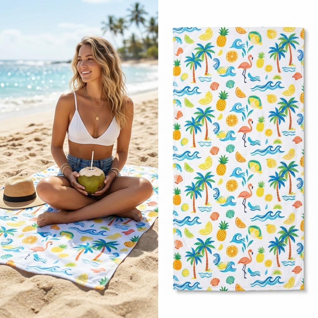 Summer Citrus Microfiber Beach Towel Oversized Quick Dry Sand Free Bath Towels Large Lightweight Swimming Blanket Blanket
