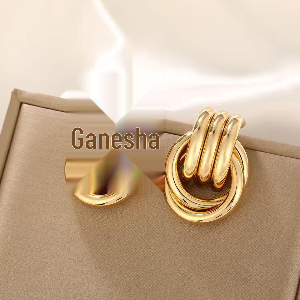 Europäisch-Amerikanische Geometrische Twist Kreis Ohrringe – Stilvoll, Mehrschichtig und Vielseitig