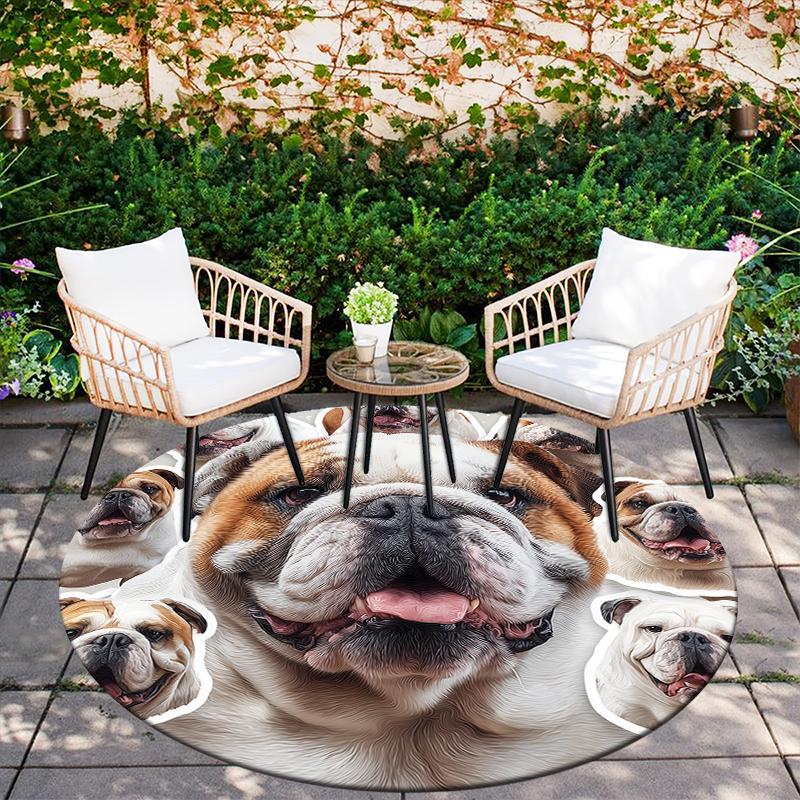 Bulldog pattern round rug,Carpet Rug for Living Room Bedroom Sofa Playroom Decor,Non-slip Floor Mat,Holiday Gifts and Birthday Gifts