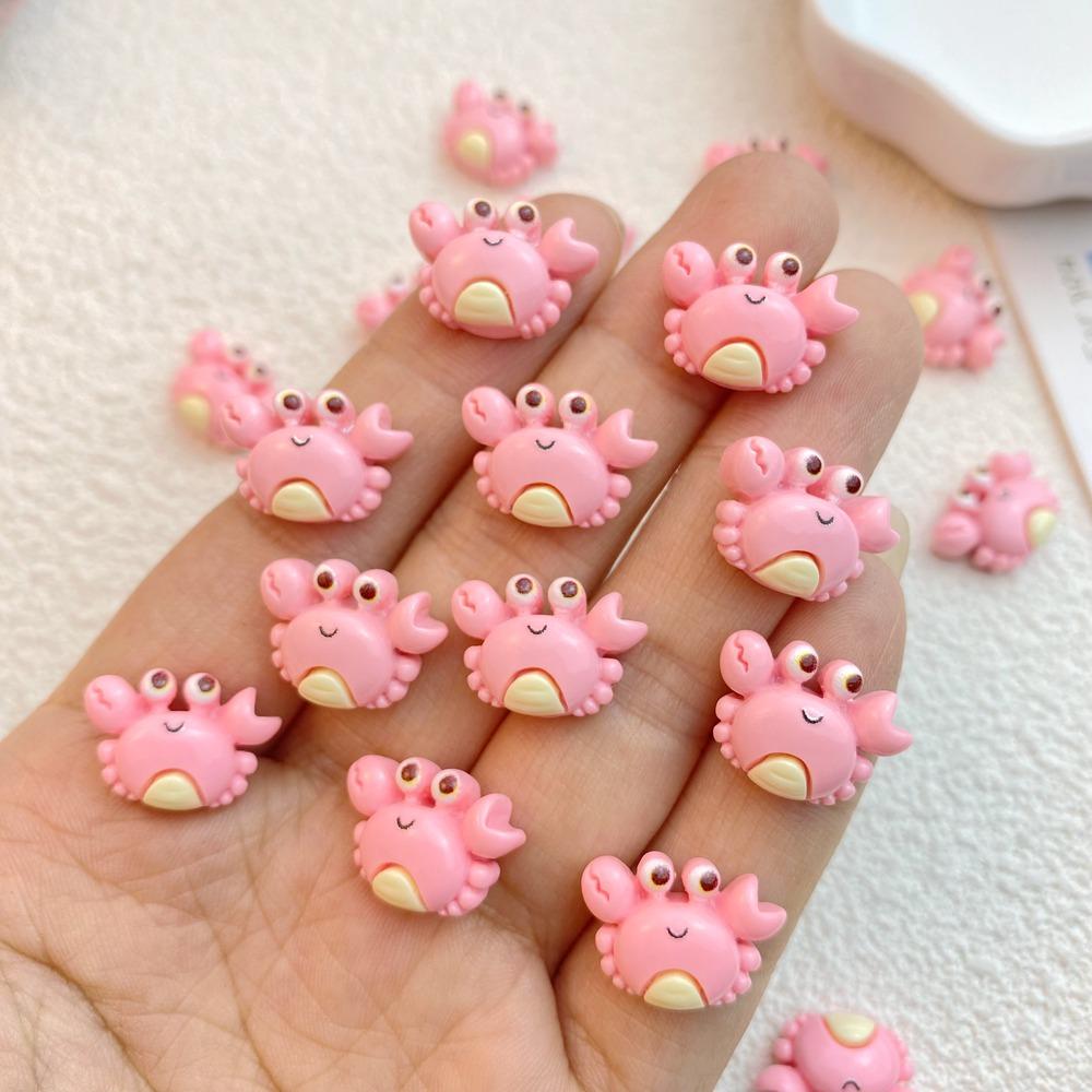 30Pcs New Cute Resin Cartoon Ocean Series Crab Turtle Octopus Flat Back Ornament Jewelry Making Manicure Hairwear Accessories