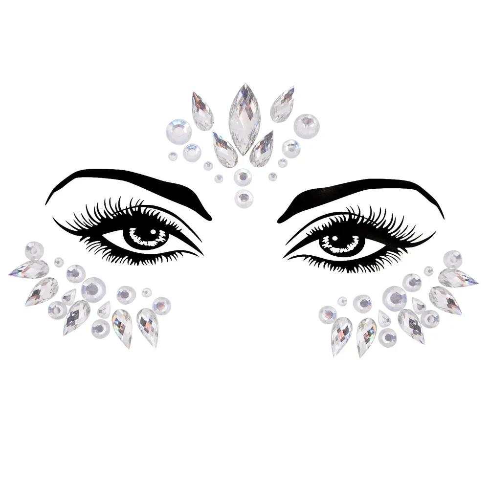 Body Art Rhinestones Stickers Crystal Face Jewels Make Up Festival Face Gems Glitter Face Tattoos For Festival Party Dressing Up