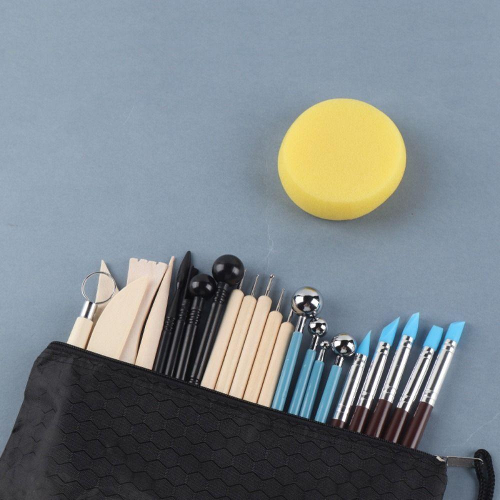 Holz, blau, braun, gelb, schwarz Polymer Clay Werkzeuge Sculpting Kit Zubehör