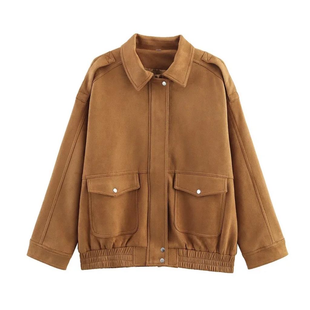 Bomber Jackets for Women Outerwears Suede Jacket Women Streetwear Holiday Women Coats Zipper
