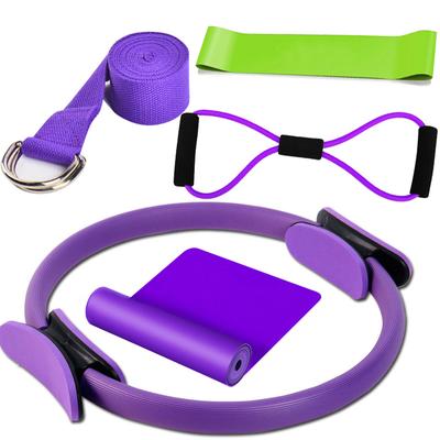 5-teiliges Set Yoga Pilates Kreisring Widerstandsgummiband Dehngurt Yoga Fitness Anzug Yoga Zugtuch Fitnesszubehör
