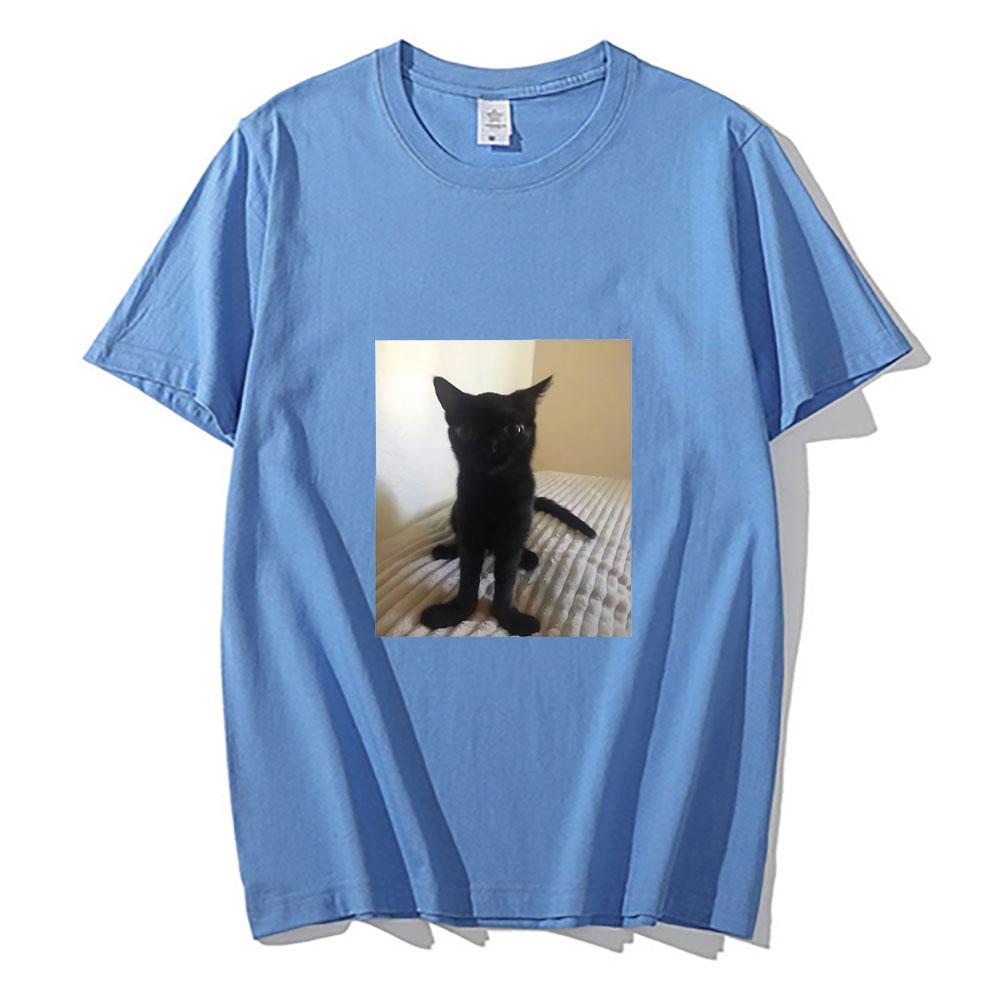 Big Foot Jinx T-shirt Black Cat Pattern Tshirt Funny   T Shirts  Cotton Tops Spring New Round Neck Tee Short Sleeve